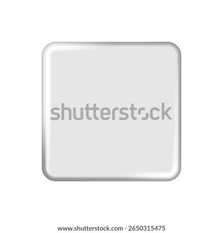 White badge mockup. Isolated square badge button brooch. Realistic white blank glossy square button badge pin. Vector illustration.