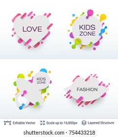 White badge stickers collection. Stylish label design easy to edit. Vector shapes set.