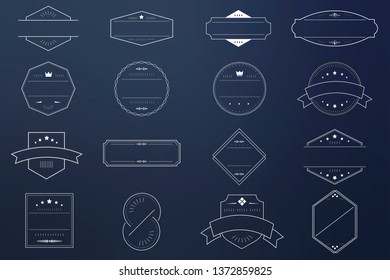 White badges on blue background vector collection