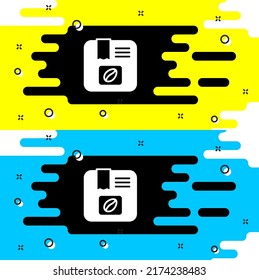 Icono de la Bolsa Blanca de granos de café aislado en el fondo negro.  Vector