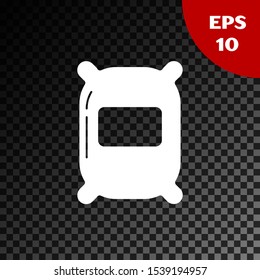White Bag of flour icon isolated on transparent dark background.  Vector Illustration