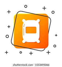 White Bag of flour icon isolated on white background. Orange square button. Vector Illustration