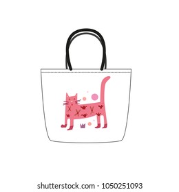 white bag with pink cat