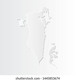 White Bahrain map-countries. Vector paper map of Bahrain on a gray background. Vector illustration.