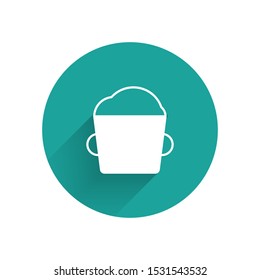 White Bakery bowl dough icon isolated with long shadow. Green circle button. Vector Illustration