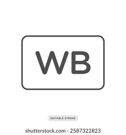 White Balance WB icon. Camera and photography symbol sign vector illustration  in line style.