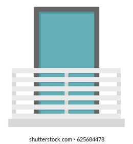 White balcony with window con. Flat illustration of white balcony with window vector icon flat isolated on white background vector illustration