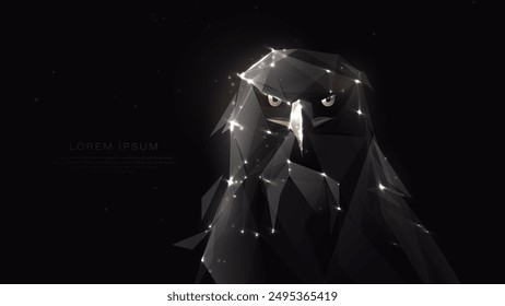 White bald eagles outline from low polygon, Glowing wireframe, linear, line and mesh illustration vector