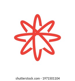 the white ball between the red atoms logo vector