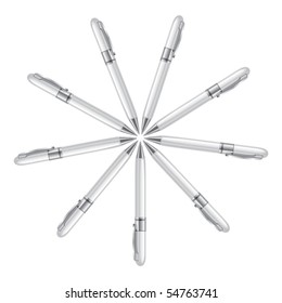 White ball pens isolated on white background, vector illustration