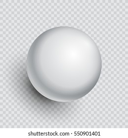 Balón blanco. Esfera sobre un fondo transparente. Vector para su diseño gráfico.