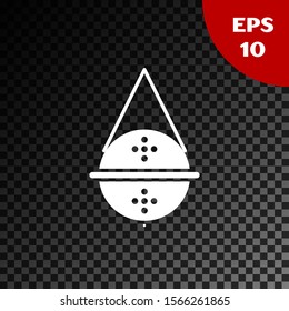 White Ball tea strainer icon isolated on transparent dark background.  Vector Illustration