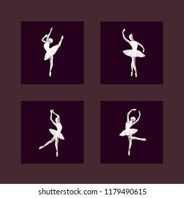 White ballerina dancer performance set vector illustration set 2/4