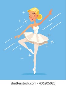 White ballerina. Vector flat cartoon illustration