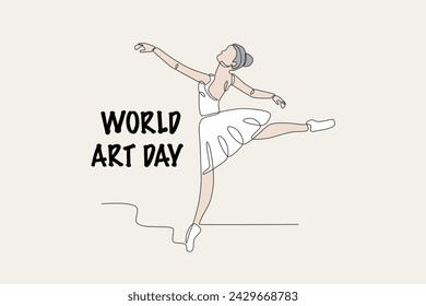 White ballet costume. Word art day one-line drawing