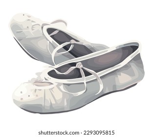 White ballet shoes illustration isolated over white