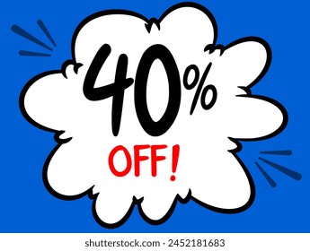 White balloon in Comics style for sales promotion. Artist's personal typography in black and red. Editable art colors and objects. Editable typography with fonts of your choice