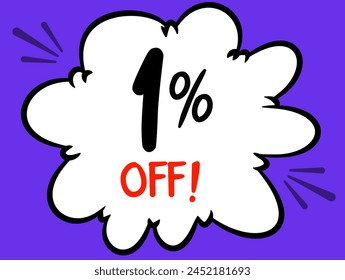 White balloon in Comics style for sales promotion. Artist's personal typography in black and red. Editable art colors and objects. Editable typography with fonts of your choice