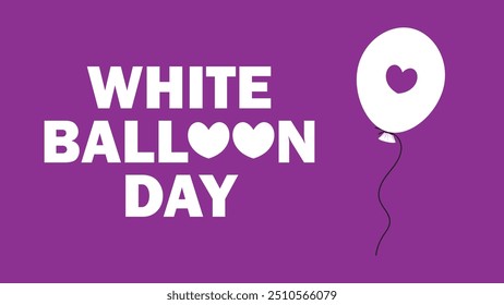 White Balloon Day vector banner design with geometric shapes and vibrant colors on a horizontal background.