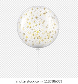 White Balloon With Golden Glitter Transparent Background With Gradient Mesh, Vector Illustration