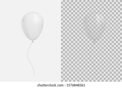 White balloon isolated on background. Transparent ball for the holiday.