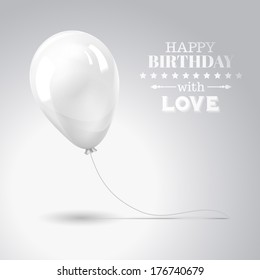 White balloon isolated on gray. Vector illustration.