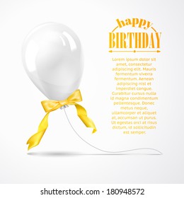 White balloon isolated on gray. Vector illustration.