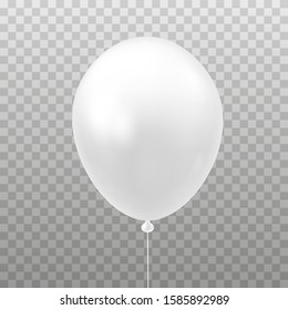 White balloon isolated on transparent background. 3D Vector illustration of celebration, party baloons