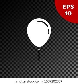 White Balloon with ribbon icon isolated on transparent dark background.  Vector Illustration
