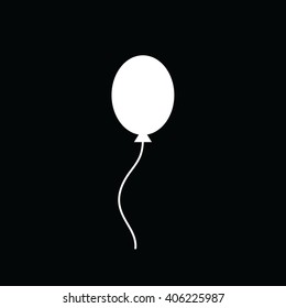 White balloon vector icon. Black background