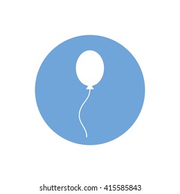 White balloon vector icon. Blue circle. Blue button