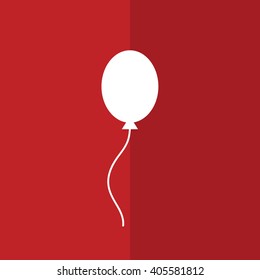 White balloon vector icon. Red background