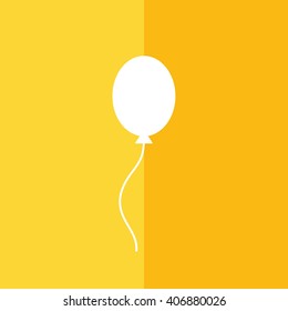 White balloon vector icon. Yellow background