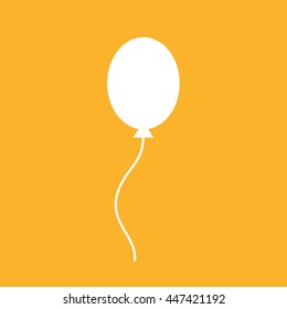 White balloon vector icon. Yellow background
