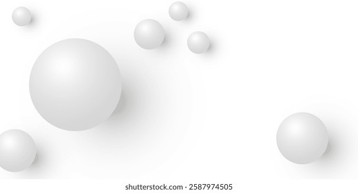 white balloons, abstract white or light gray round objects, light background with white balls. Vector Illustration