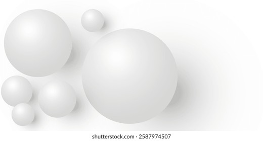 white balloons, abstract white or light gray round objects, light background with white balls. Vector Illustration