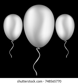 White balloons isolated on a black background. Vector illustration for your graphic design.