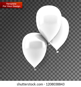 White balloons on isolated on transparent