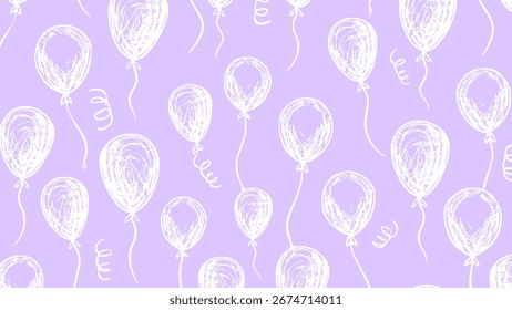 Globos blancos en el Vector de fondo púrpura. Celebración sin patrón .