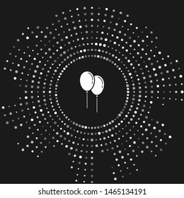 White Balloons with ribbon icon isolated on grey background. Abstract circle random dots. Vector Illustration