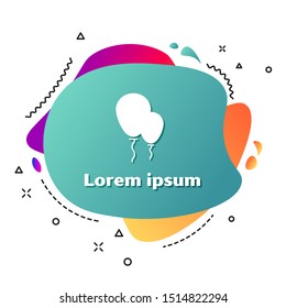 White Balloons with ribbon icon isolated on white background. Abstract banner with liquid shapes. Vector Illustration