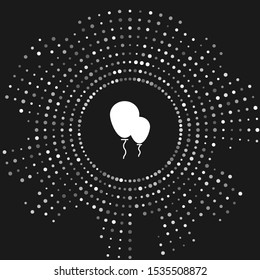 White Balloons with ribbon icon isolated on grey background. Abstract circle random dots. Vector Illustration