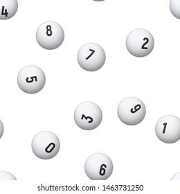 White balls for lottery. Vector illustration. Seamless pattern background. Games of chance.