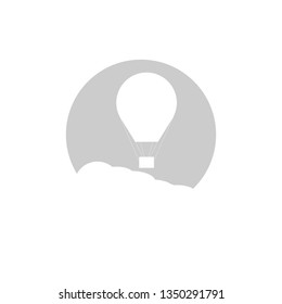 white baloon on grey background under white clouds
