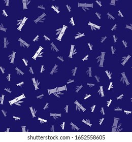 White Bamboo icon isolated seamless pattern on blue background.  Vector Illustration