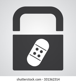 White Band Aid icon on black pad lock
