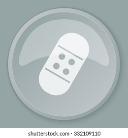 White Band Aid icon on grey web button