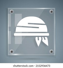 White Bandana icon isolated on grey background. Square glass panels. Vector