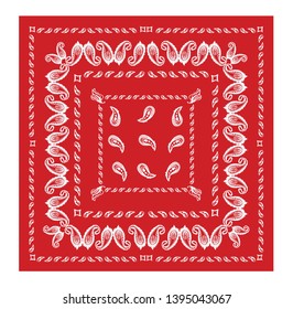 White Bandana Pattern On Red Background Stock Vector (Royalty Free ...