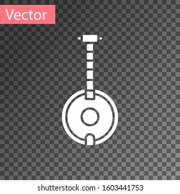 White Banjo icon isolated on transparent background. Musical instrument.  Vector Illustration